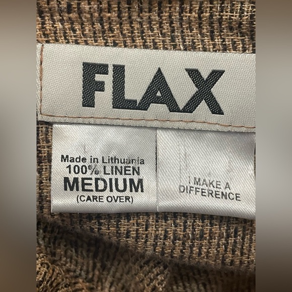 FLAX 100% Linen Long Button Cardigan Lagenlook Brown Sz Medium - Picture 8 of 8